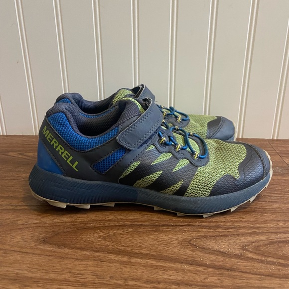 Merrell Nova 2 Trail Runner Sneaker Hook & Loop Blue Green Youth 3 - Picture 2 of 12